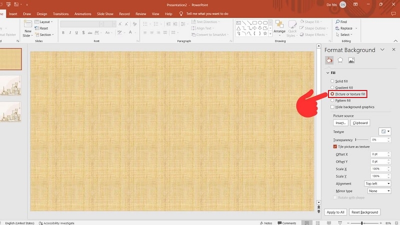 Hộp thoại Format Background với các tùy chọn màu nền bước 6 Hộp thoại Format Background với các tùy chọn màu nền bước 6