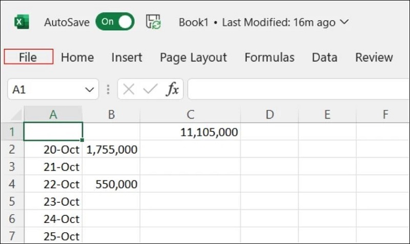 Chọn vào thẻ File