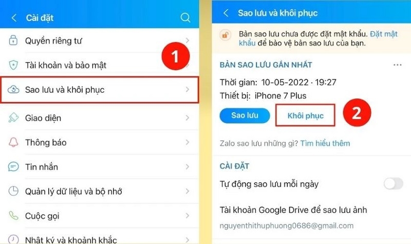 Chọn Khôi phục