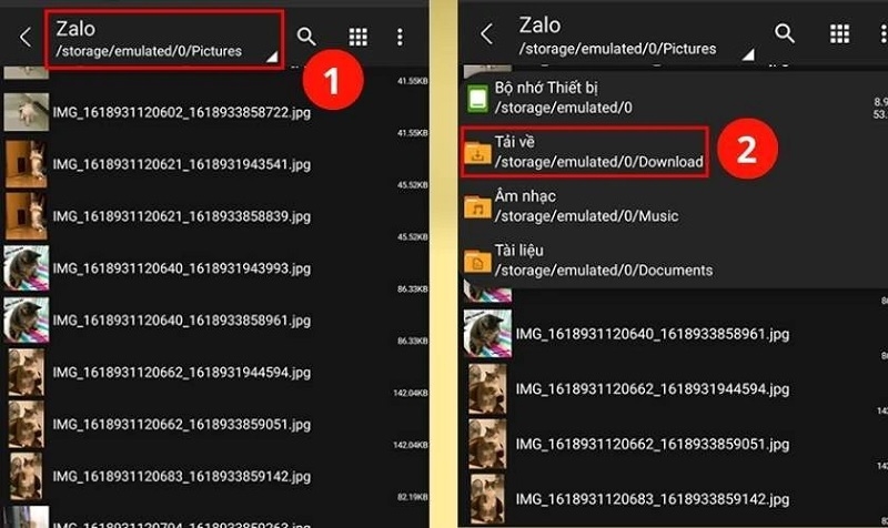Nhấn mục Tải về