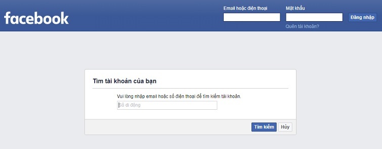 Sử dụng tùy chọn Default Facebook Recovery