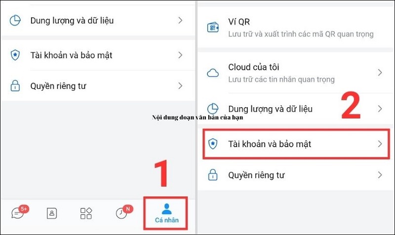 Chọn mục Tài khoản và bảo mật