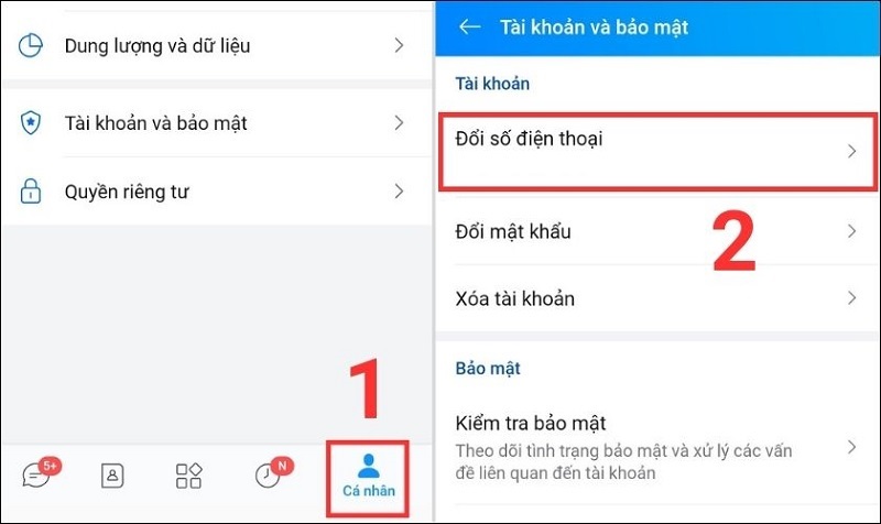 Chọn Đổi số điện thoại