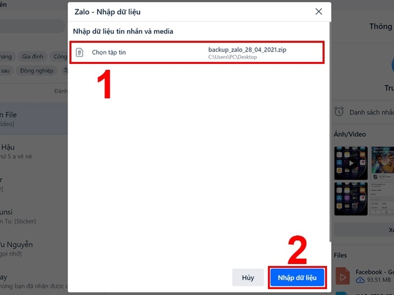 Chọn Nhập dữ liệu