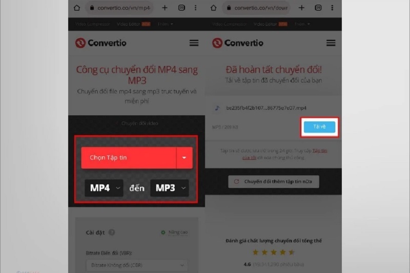 Chọn vào nút Tải về