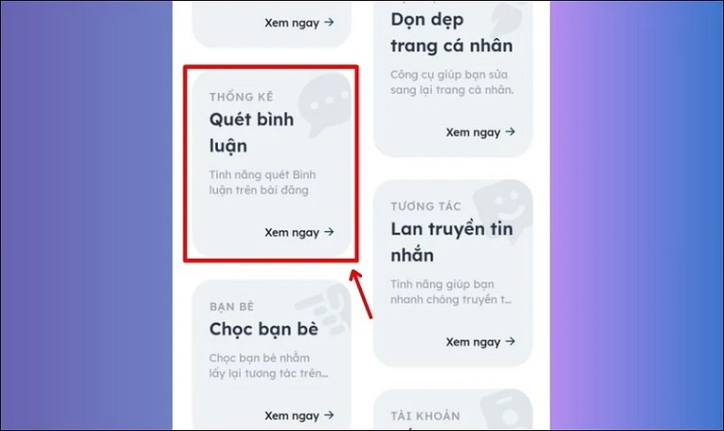 Chọn vào mục Quét bình luận