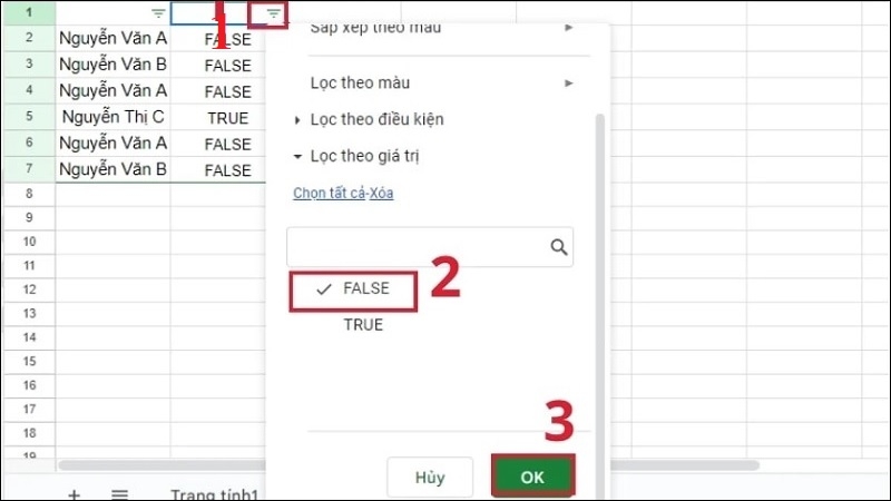 Chọn vào tính năng Tạo bộ lọc