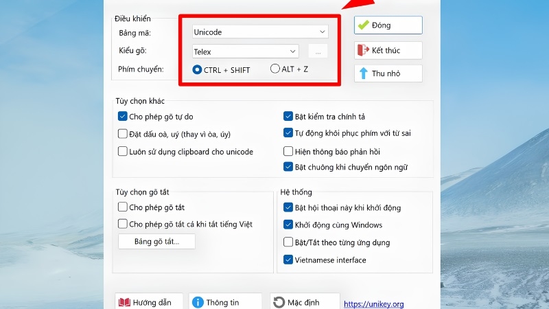 Unikey sẽ tự động chạy