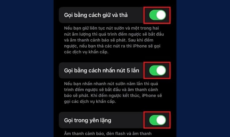 Có 3 tùy chọn sau đây xuất hiện mà bạn có thể thiết lập
