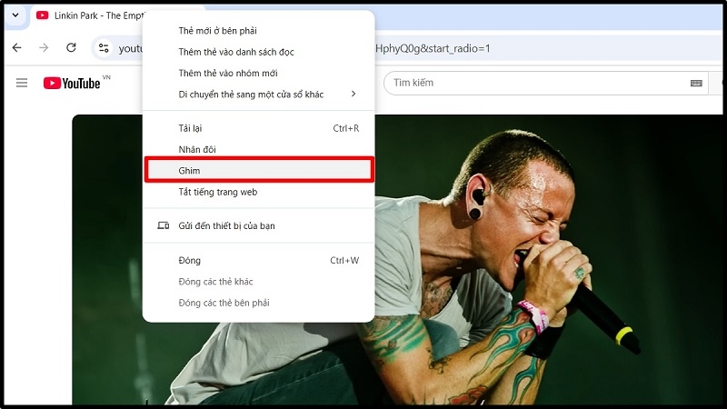 Ghim tab quan trọng (Pin Tab)