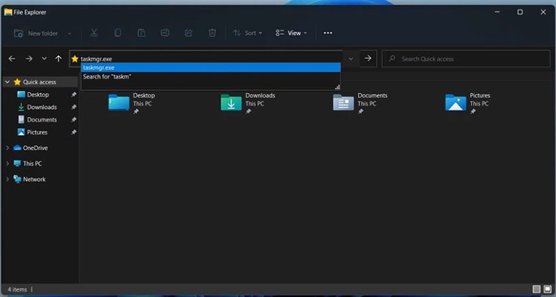 Bật Task Manager Win 11 từ File Explorer