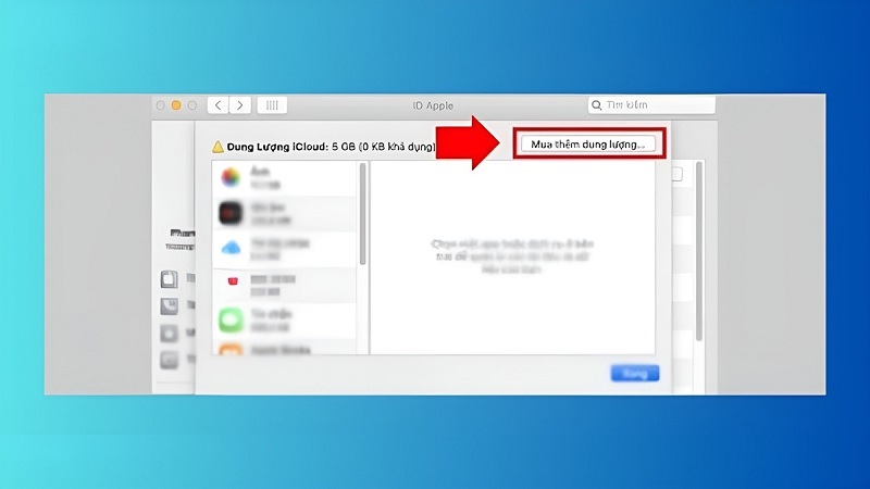 Chọn vào mục Mua thêm dung lượng...