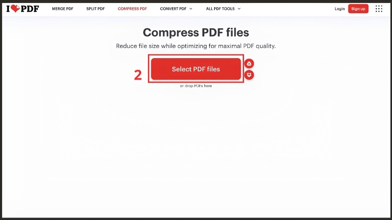 Nhấn vào "Select PDF file"