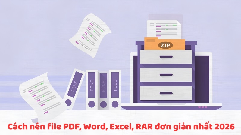 Cách nén file PDF, Word, Excel, RAR đơn giản 2026