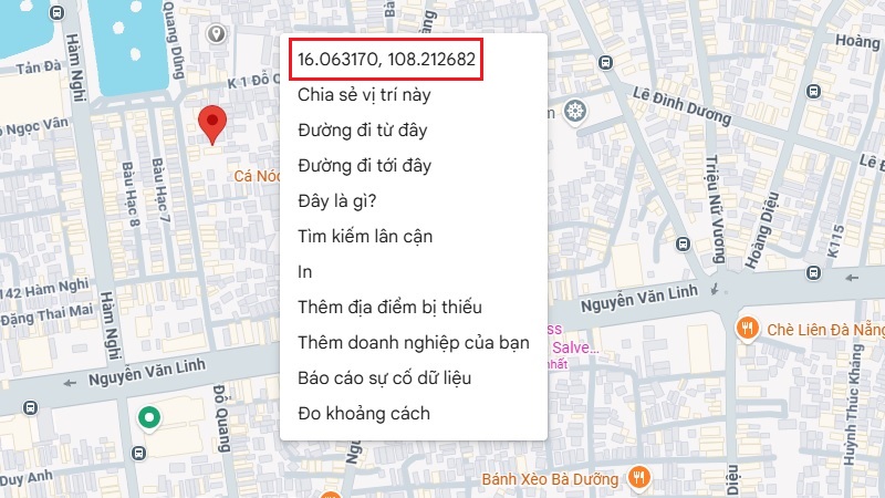 Nhập tọa độ trên Google Maps phiên bản web trên laptop bước 4