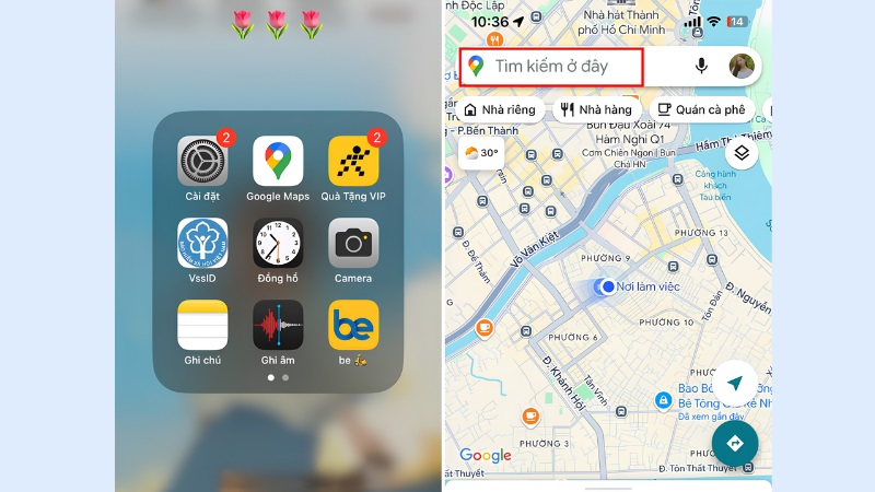Mở ứng dụng Google Maps trên điện thoại