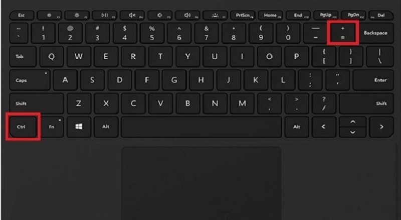 Dùng bàn phím để phóng to màn hình laptop