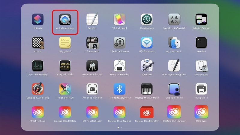 Mở ứng dụng QuickTime Player