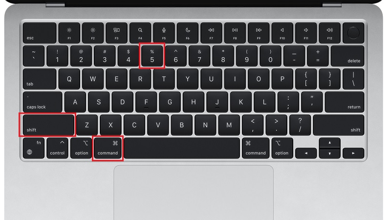 Thanh công cụ quay màn hình MacBook phím tắt shift command 5