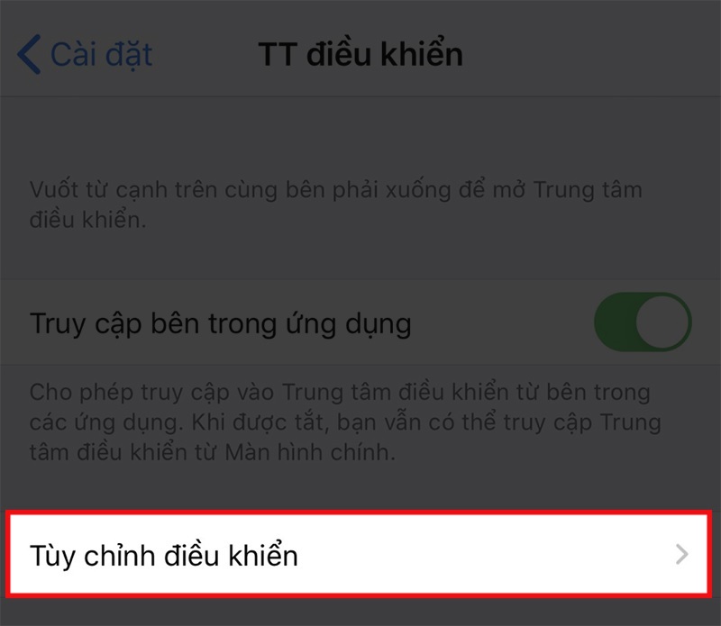 Chọn vào mục Tùy chỉnh điều khiển