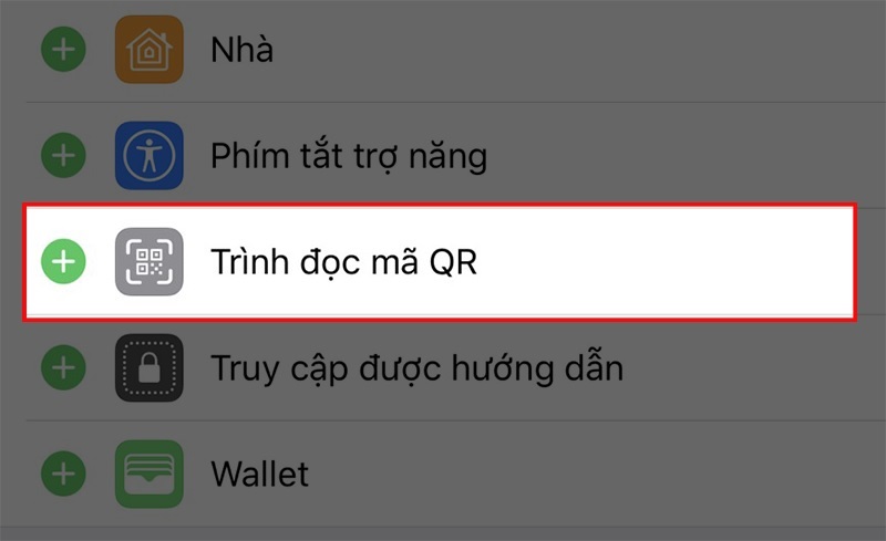 Nhấn vào biểu tượng dấu cộng nằm bên cạnh mục Trình đọc mã QR