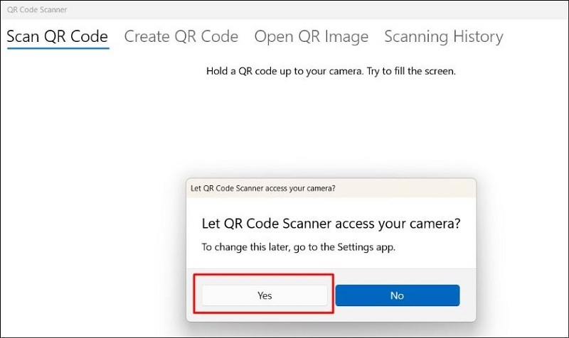 Khởi động QR Code Scanner