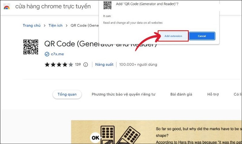 Chọn vào nút Thêm tiện ích
