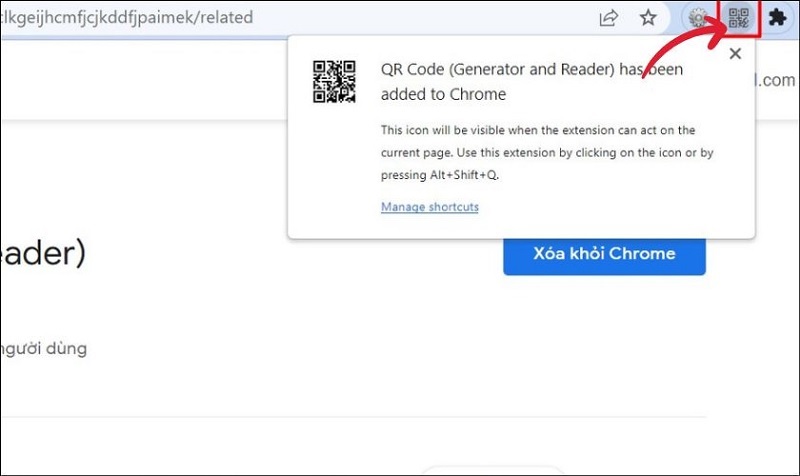 Biểu tượng của ứng dụng mã QR trên máy tính sẽ hiển thị