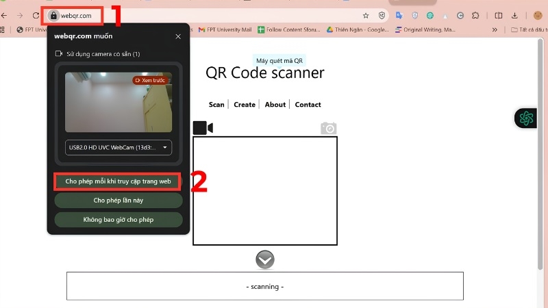 Truy cập vào website webqr.com