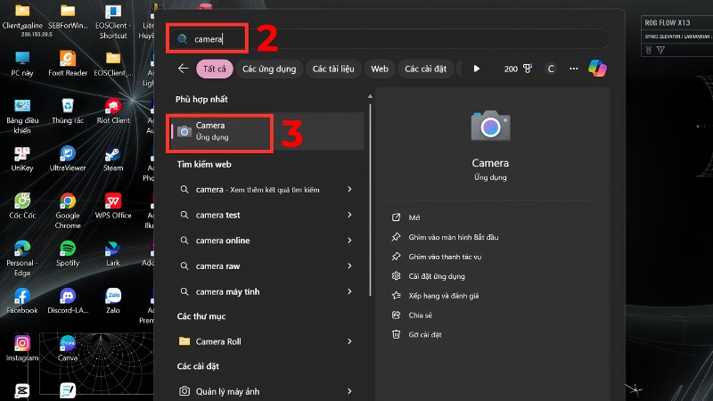 Cách quét mã QR WiFi trên laptop bằng Windows Camera – bước mở ứng dụng Camera