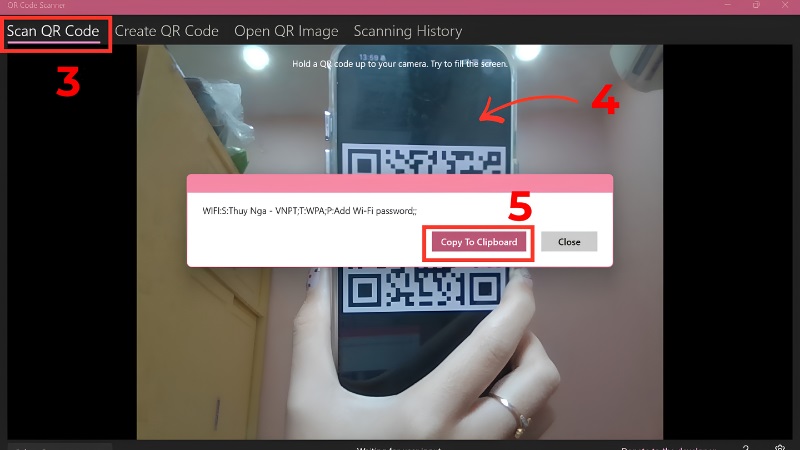 Chọn vào mục Scan QR Code