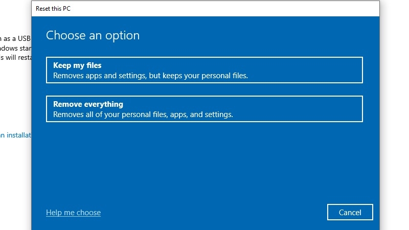 Cách reset laptop Dell chạy windows 10 bước 4