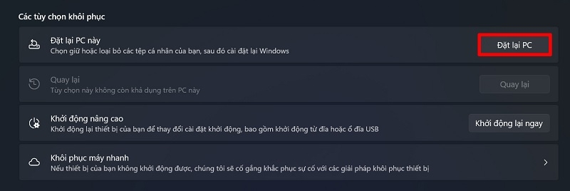 Cách reset laptop Dell chạy Windows 11 bước 3