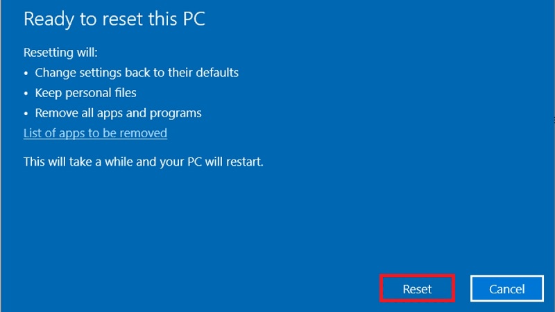 Reset bằng một dòng lệnh đơn giản Reset bằng một dòng lệnh đơn giản