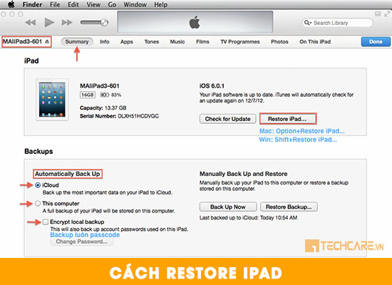 Cách restore Ipad