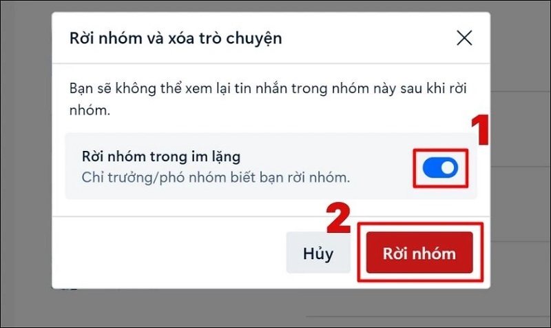 Chọn nút Rời nhóm
