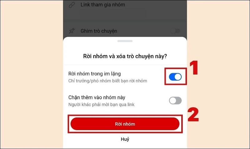 Bạn nhấn nút Rời nhóm