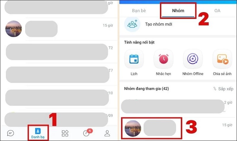 Nhấn giữ vào tên nhóm mà bạn muốn rời khỏi