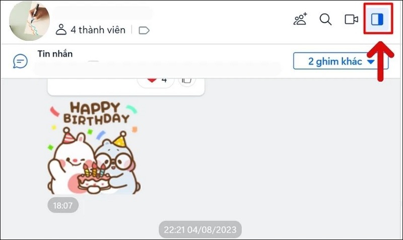 Chọn vào biểu tượng hội thoại