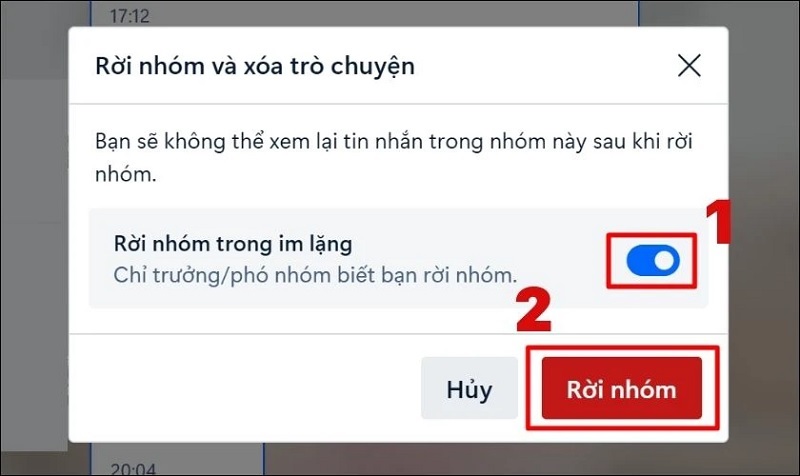 Nhấn nút Rời nhóm