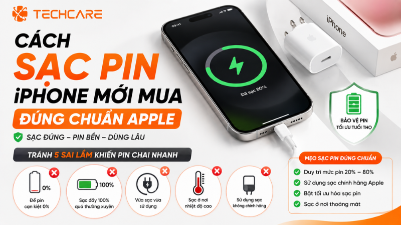 Cách Sạc Pin iPhone Mới Mua Đúng Chuẩn Apple: Tránh 5 Sai Lầm Khiến Pin Chai Nhanh
