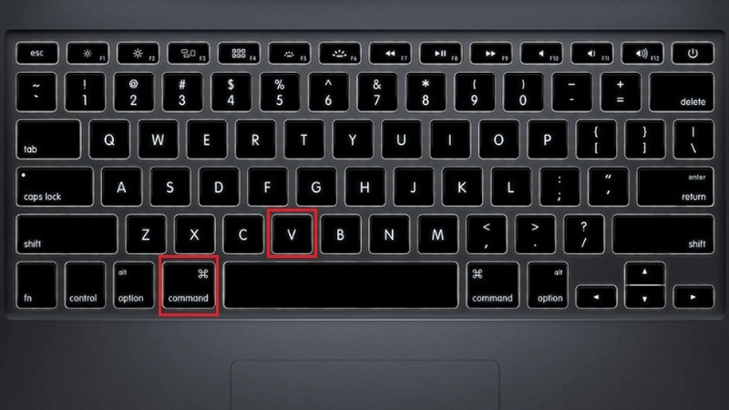 Phím tắt Command V để sao chép trên MacBook
