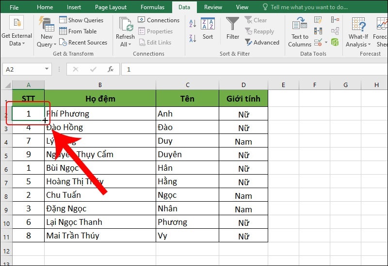 Hướng dẫn cách sắp xếp theo thứ tự từ trên xuống