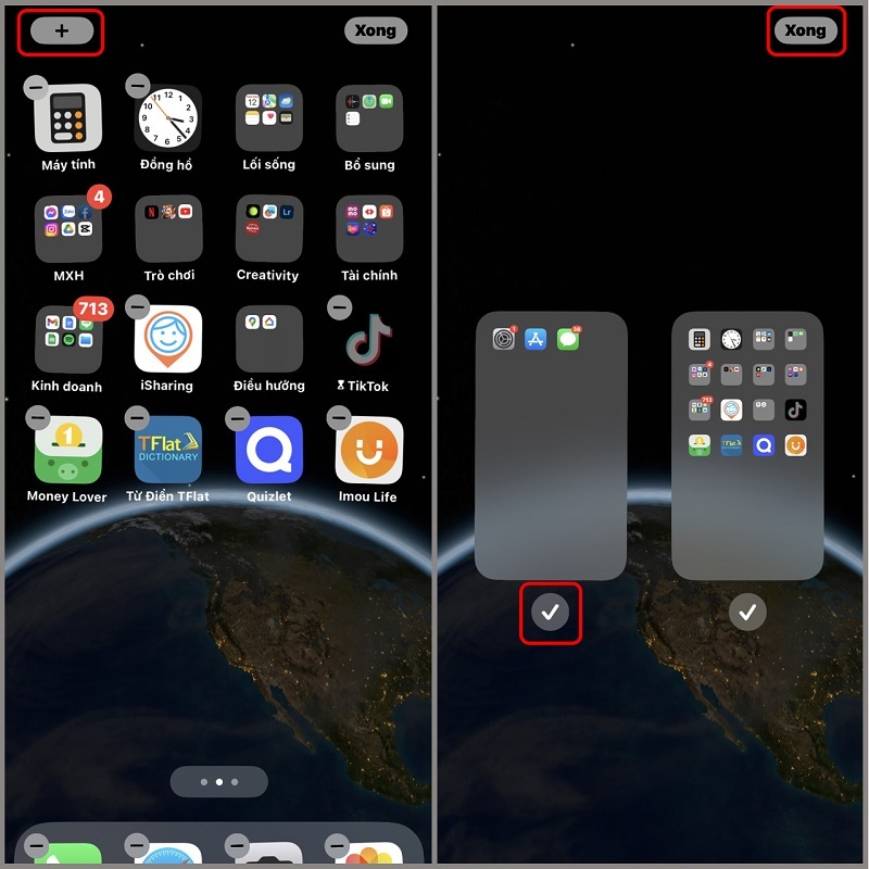 Chọn vào dấu tích ở bên dưới trang màn hình