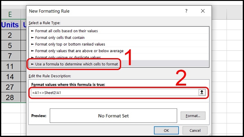 Làm nổi bật khác biệt bằng Conditional Formatting bước 3