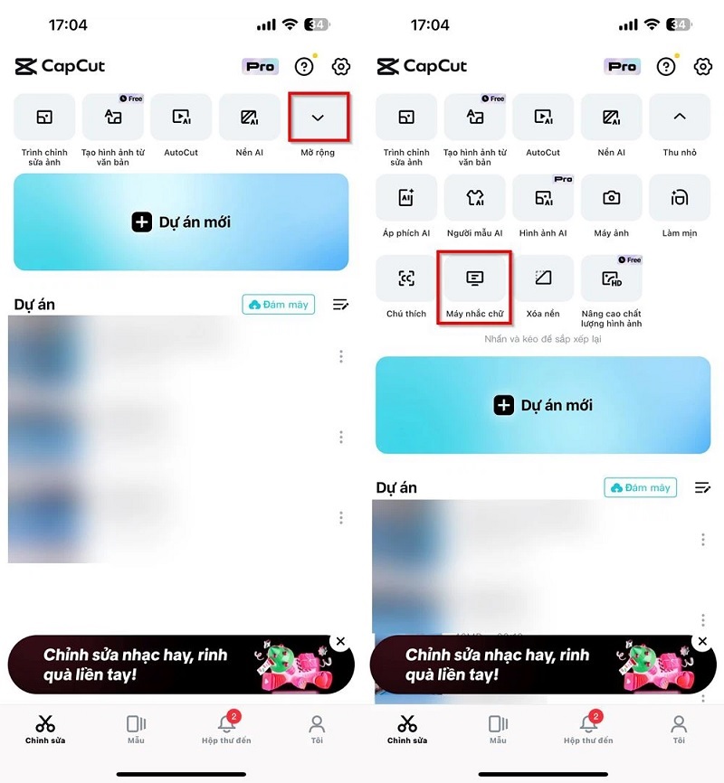 Tìm kiếm và chọn vào tính năng Máy nhắc chữ