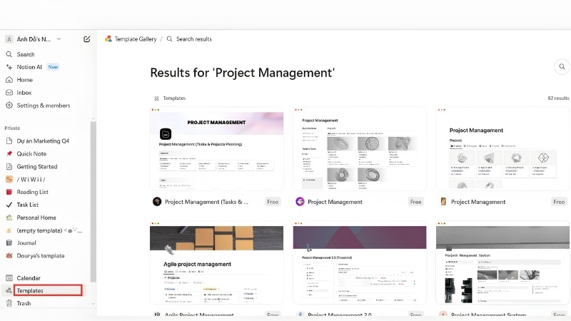 Bảng quản lý dự án dạng Kanban trong Notion bước 2