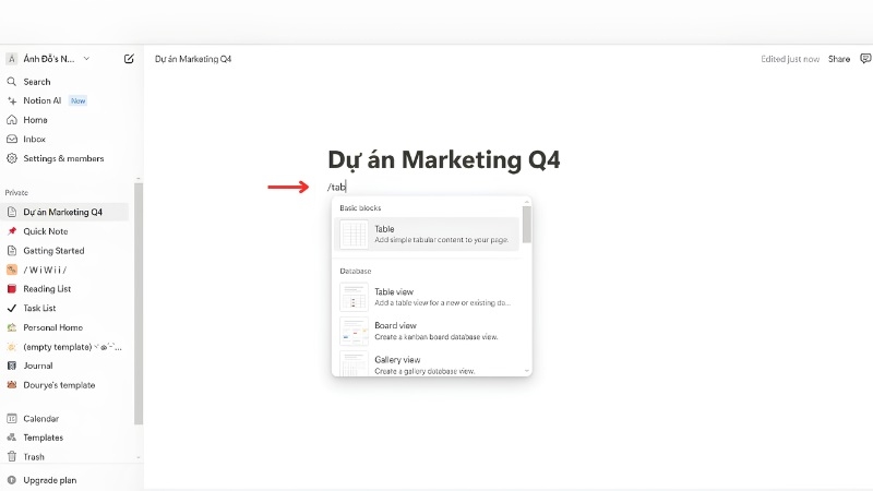 Bảng quản lý dự án dạng Kanban trong Notion bước 3