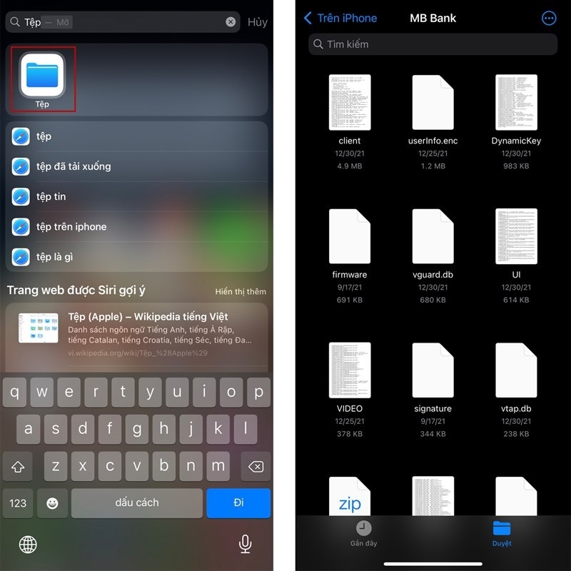 Mở ứng dụng Tệp lên trên điện thoại iPhone