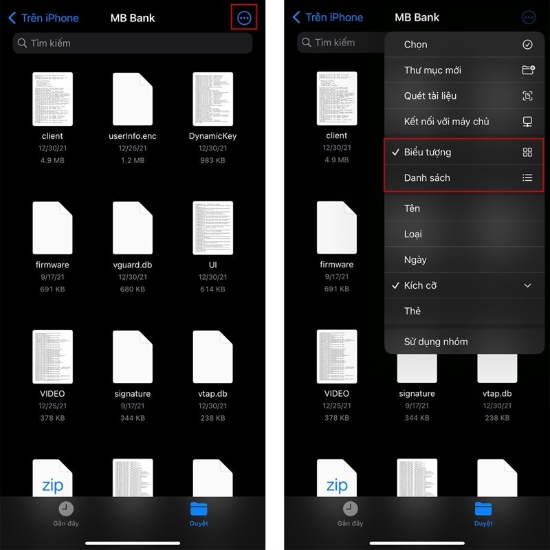 Chọn chế độ xem mà bạn muốn